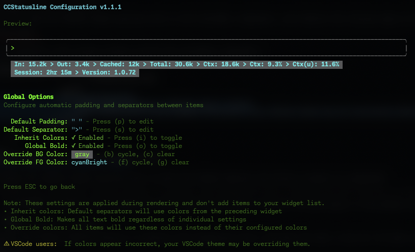 ccstatusline screenshot 6