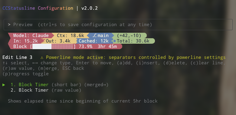ccstatusline screenshot 7