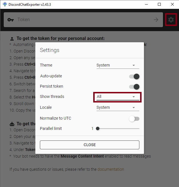 DiscordChatExporter-frontend screenshot 2