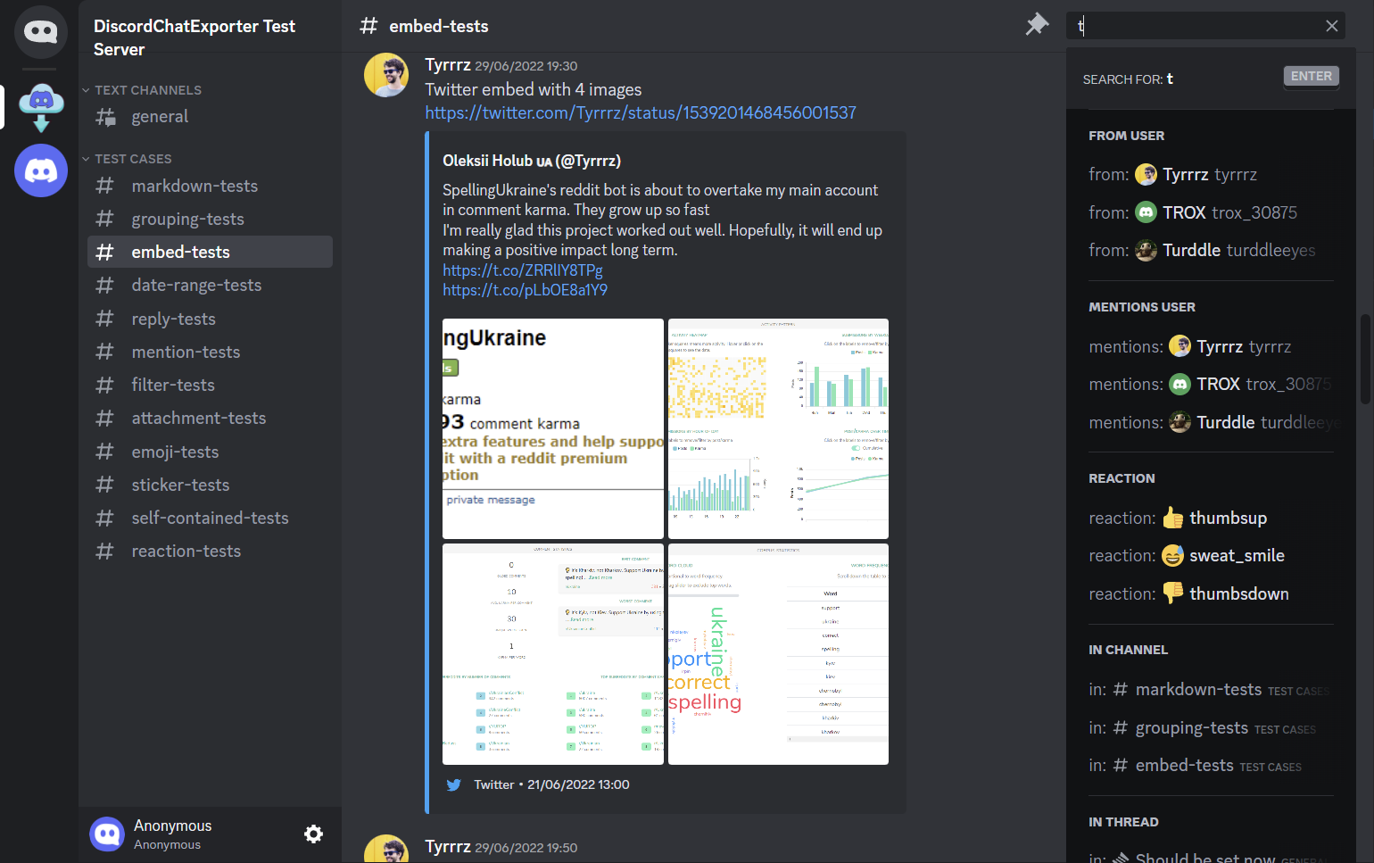 DiscordChatExporter-frontend screenshot 1