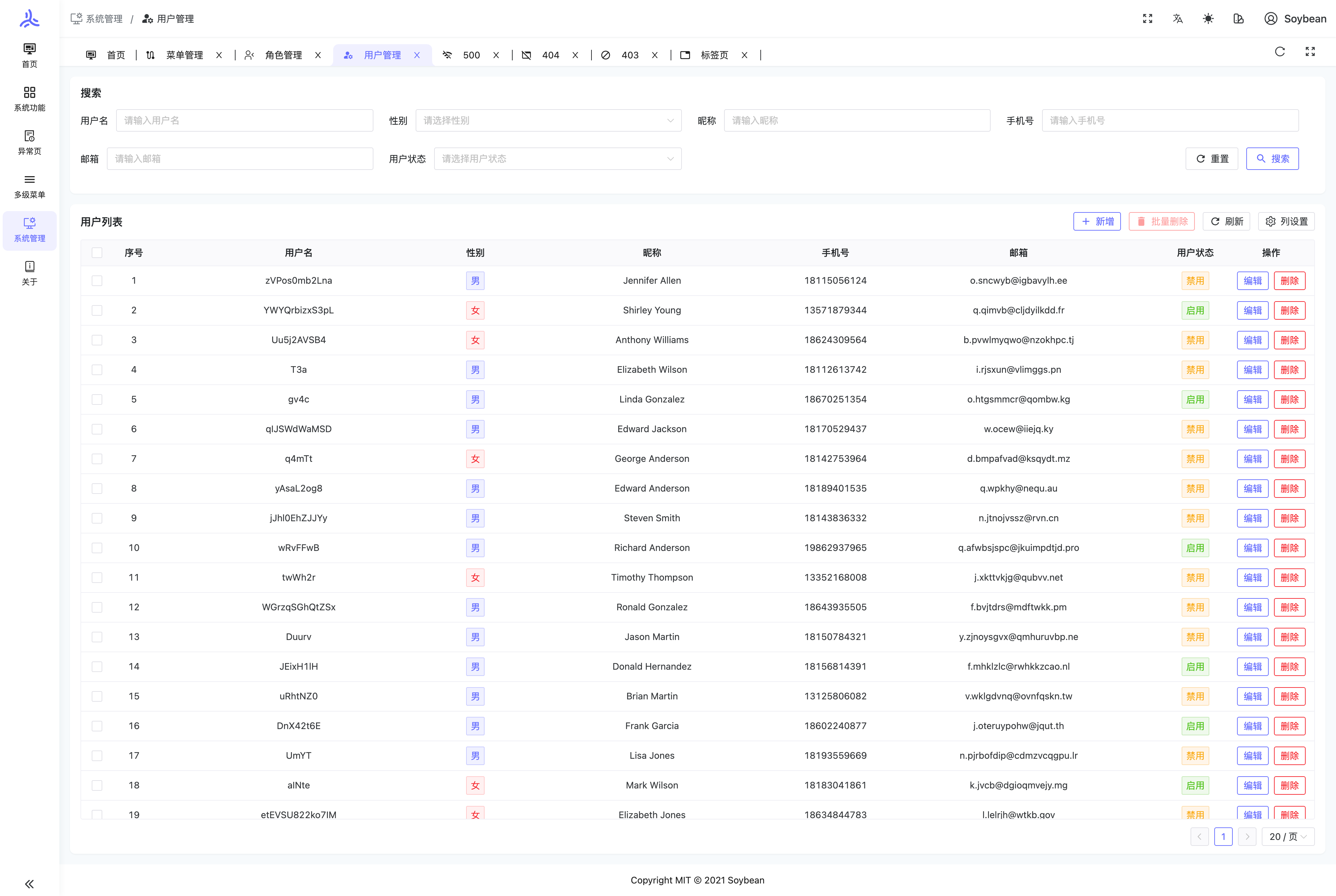 soybean-admin screenshot 8