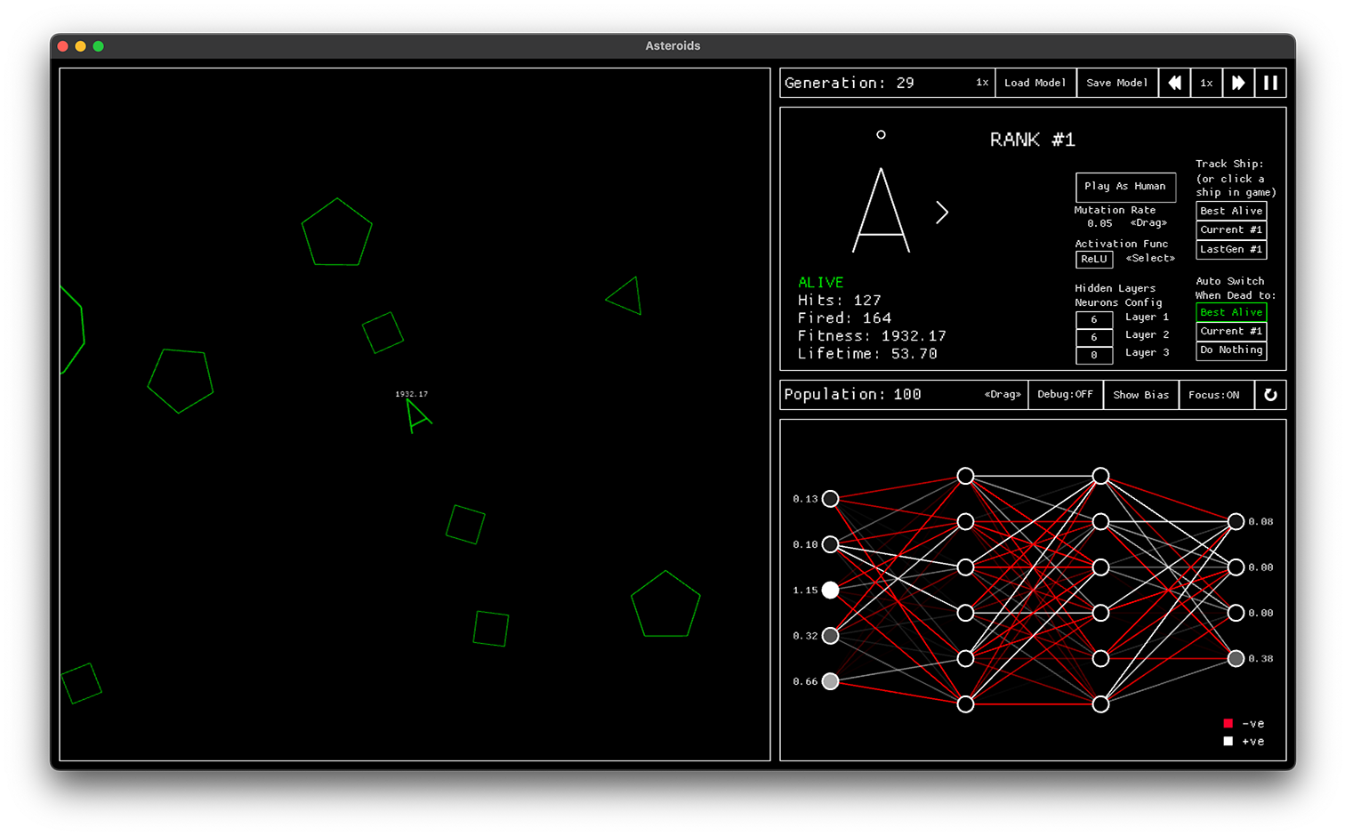 asteroids-genetic screenshot 1