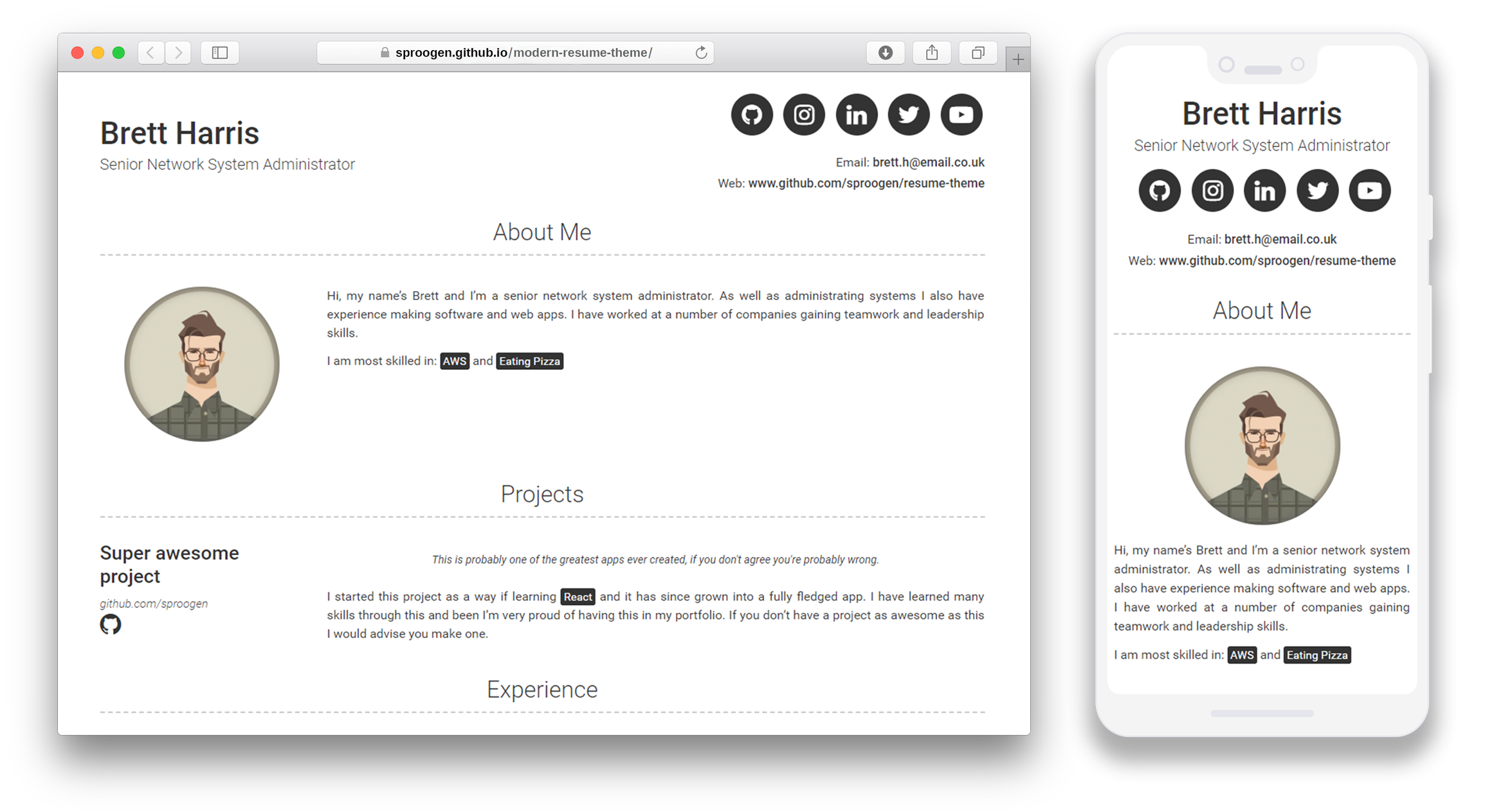 modern-resume-theme screenshot 1