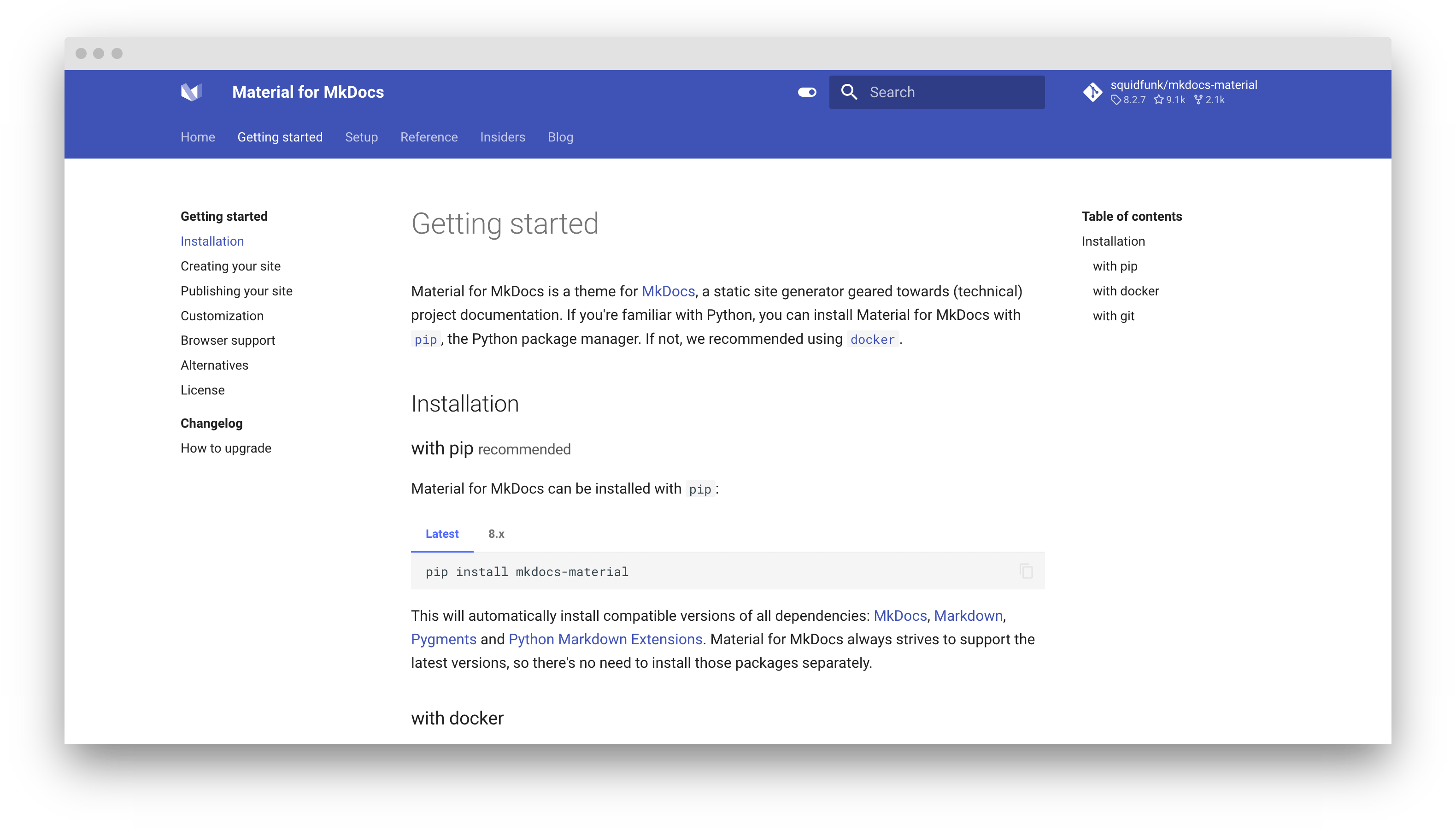 mkdocs-material screenshot 1