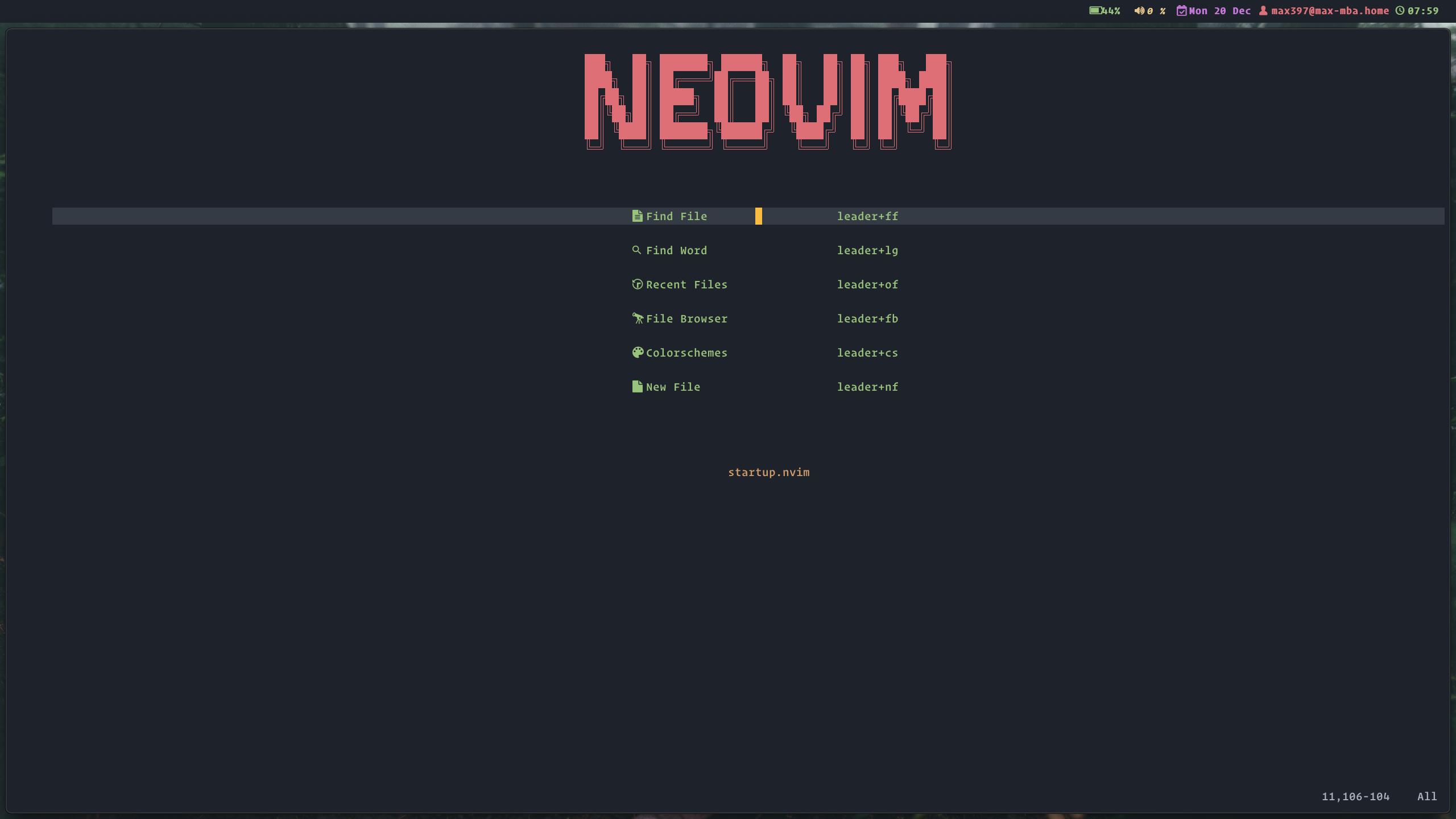 startup.nvim screenshot 2