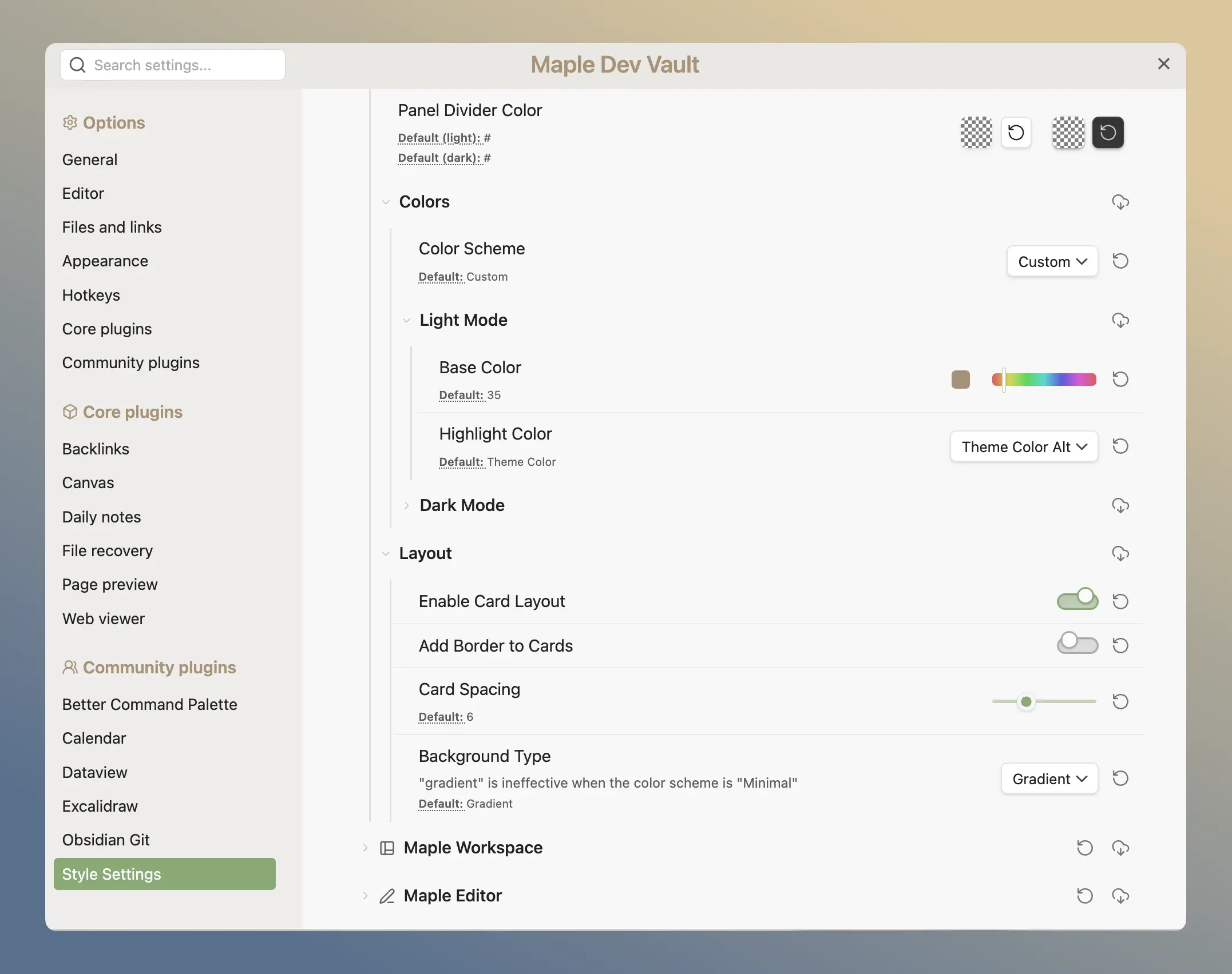 obsidian-theme-maple screenshot 3
