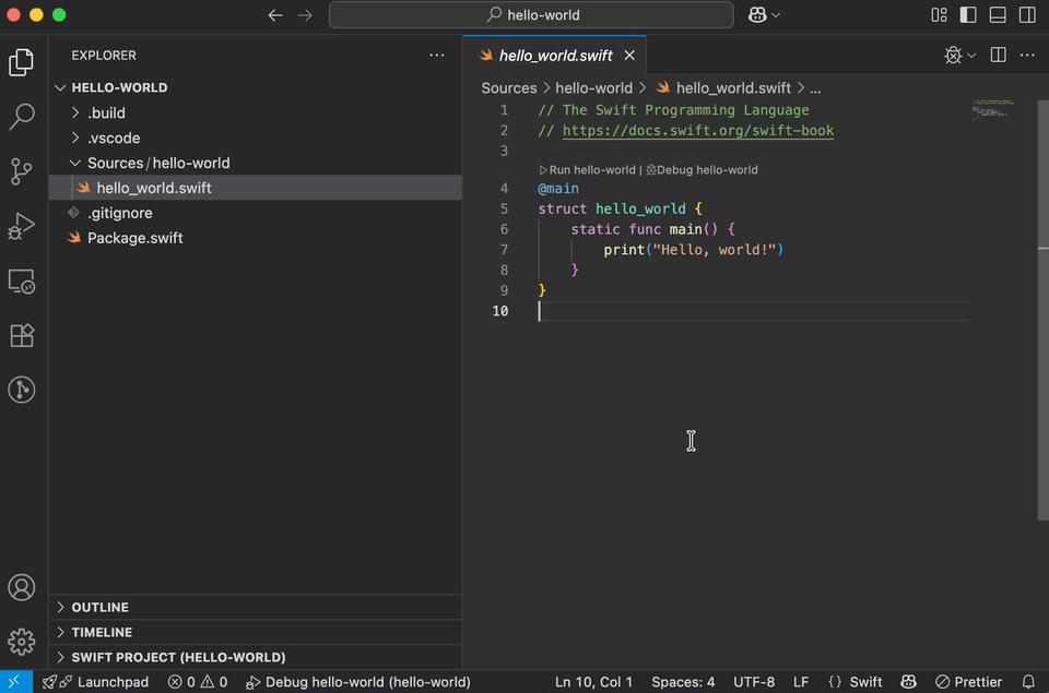 vscode-swift screenshot 2