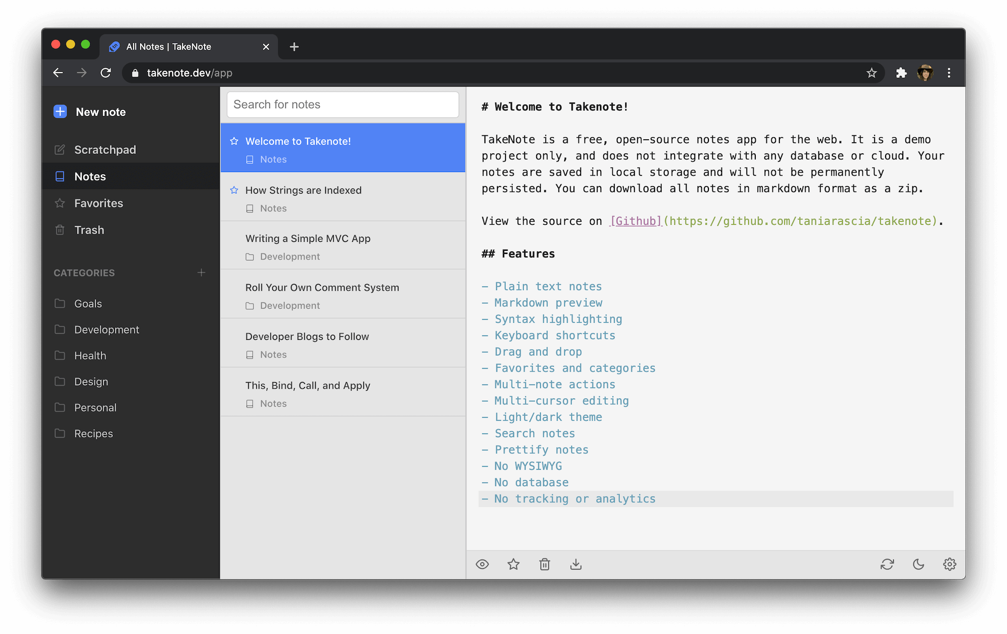 takenote screenshot 1