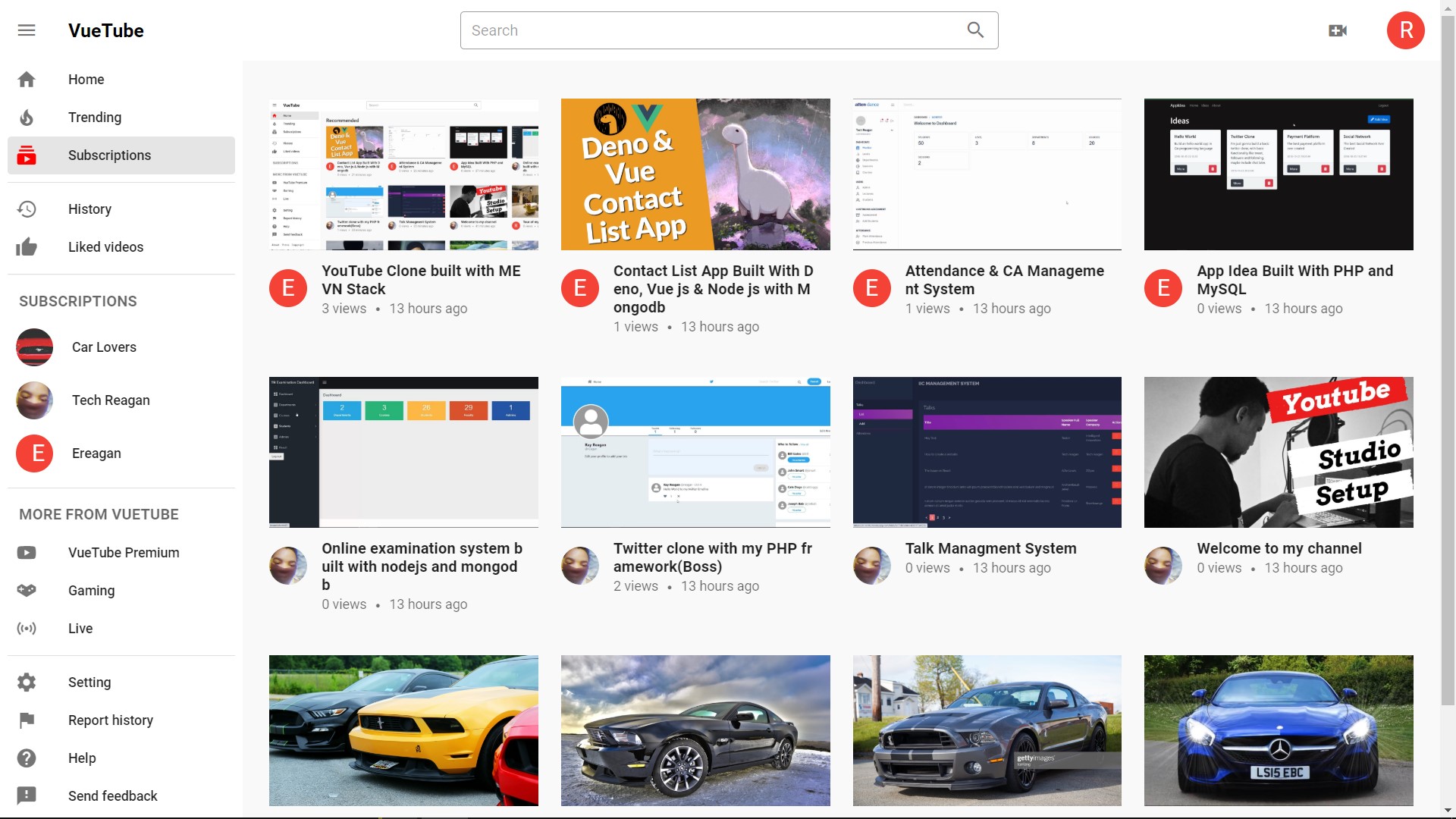 vue-nodejs-youtube-clone screenshot 5