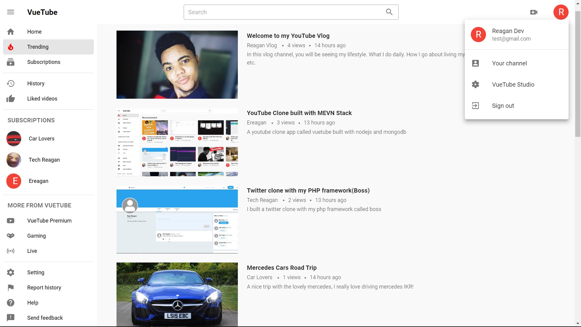 vue-nodejs-youtube-clone screenshot 4