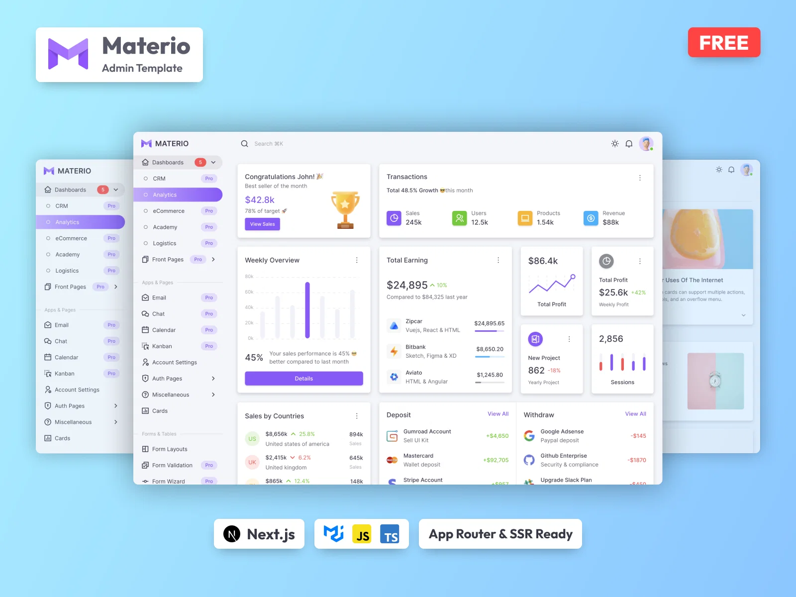 materio-mui-react-nextjs-admin-template-free screenshot 1