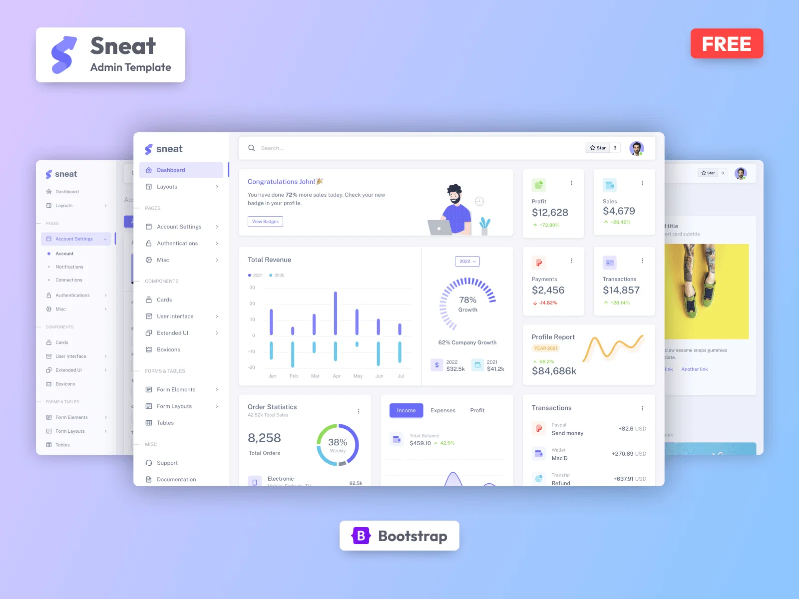 sneat-html-admin-template-free screenshot 1