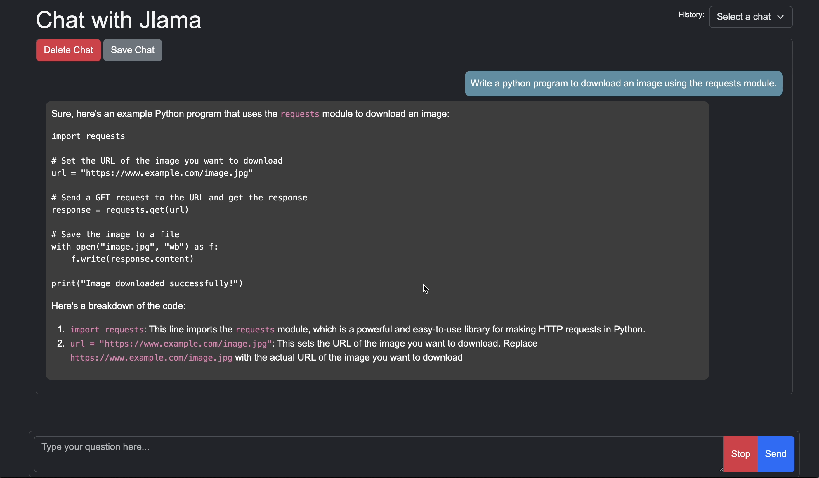 Jlama screenshot 2