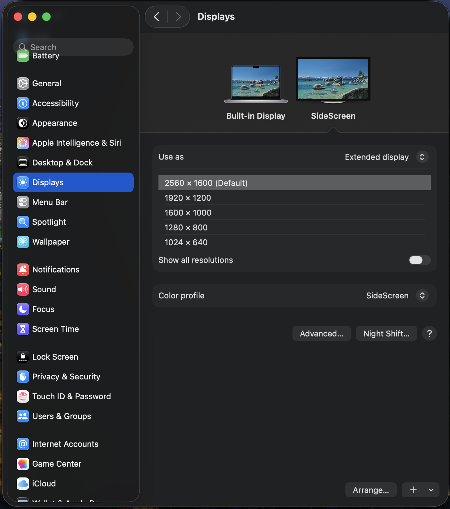 SideScreen screenshot 2