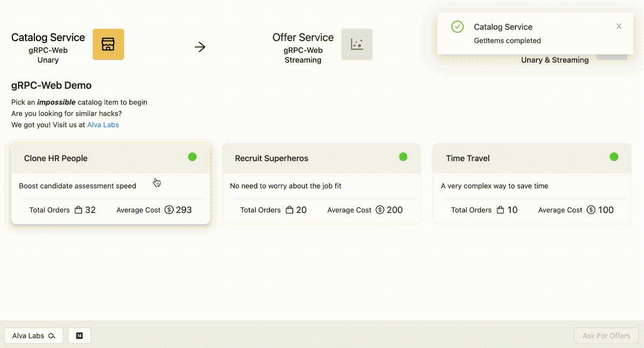 grpc-web-demo screenshot 2