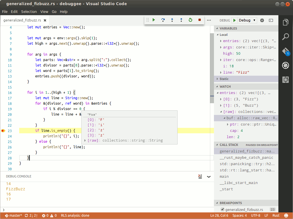 vscode-lldb screenshot 2