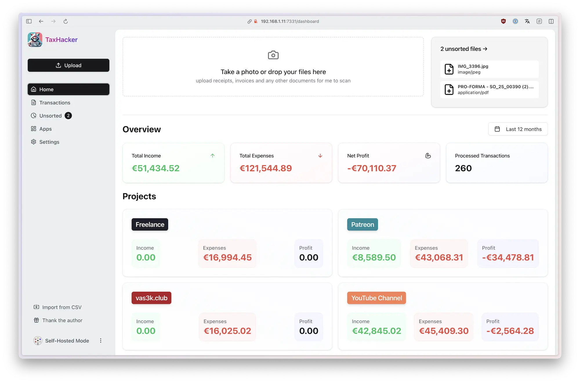 TaxHacker screenshot 1