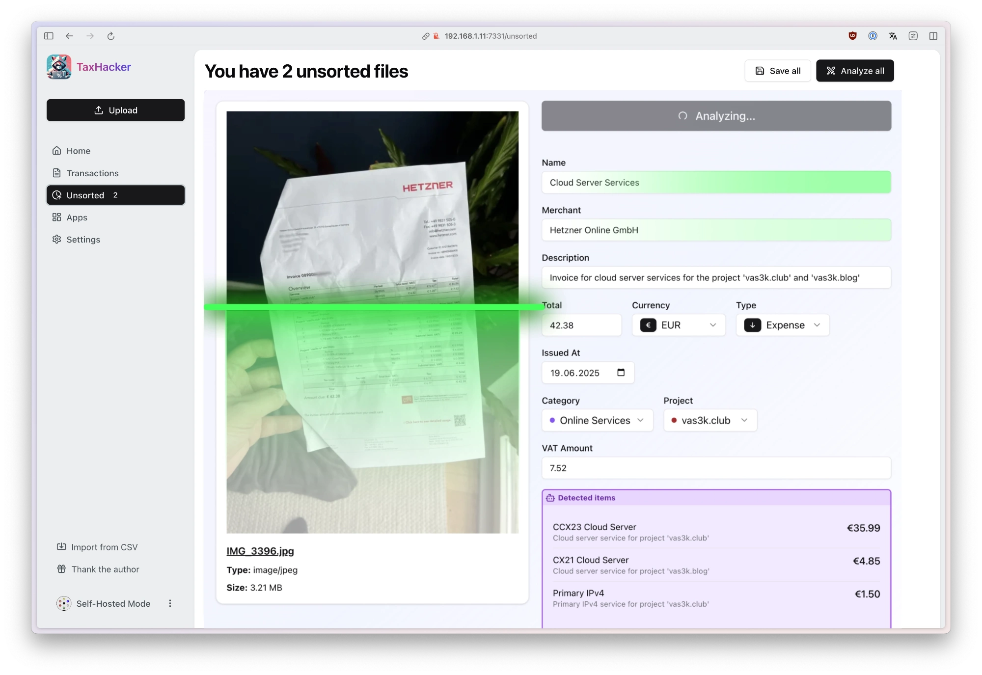 TaxHacker screenshot 2