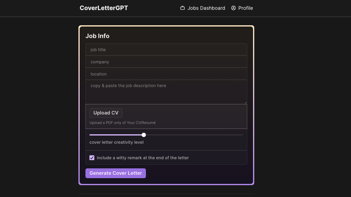 coverlettergpt screenshot 1