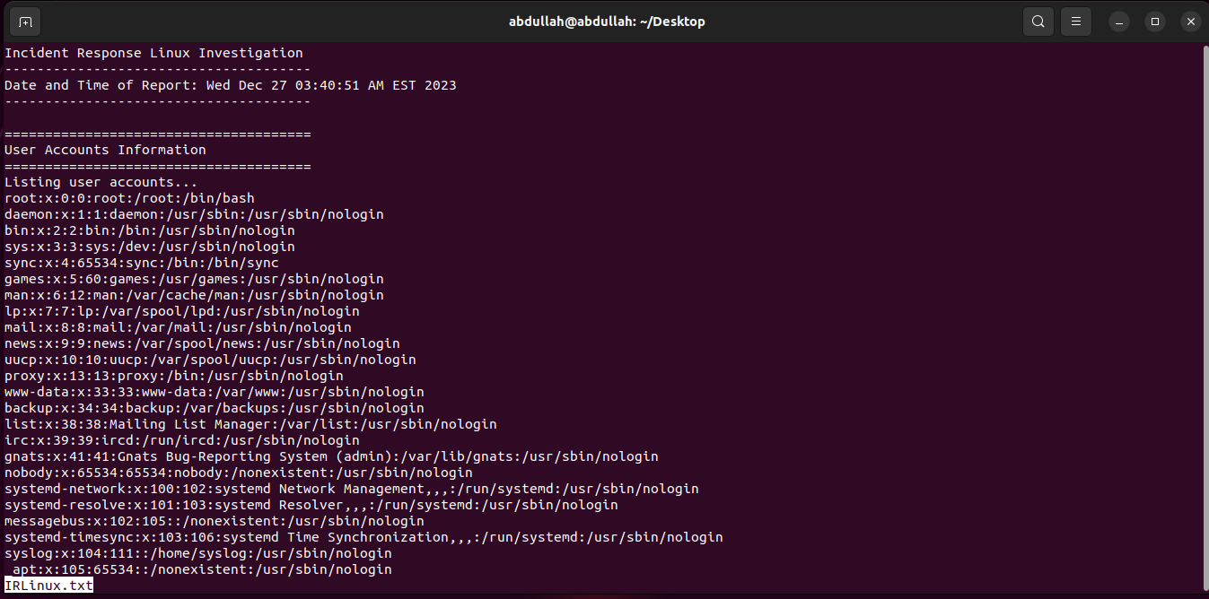 Linux-Incident-Response screenshot 1