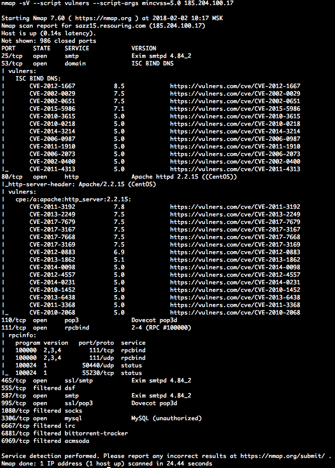 nmap-vulners screenshot 1