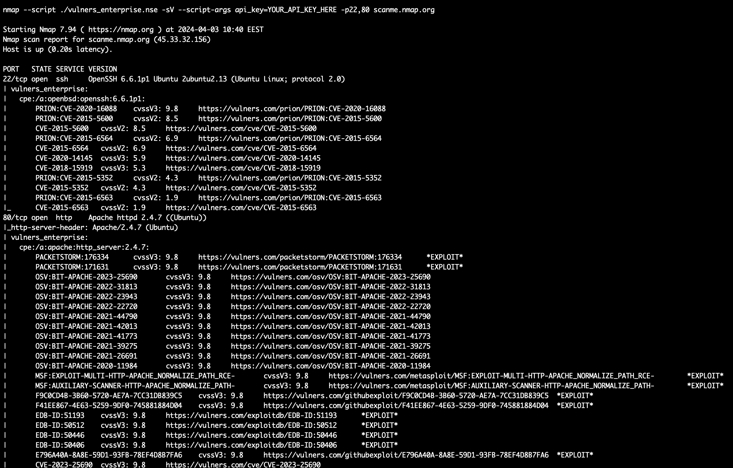 nmap-vulners screenshot 4