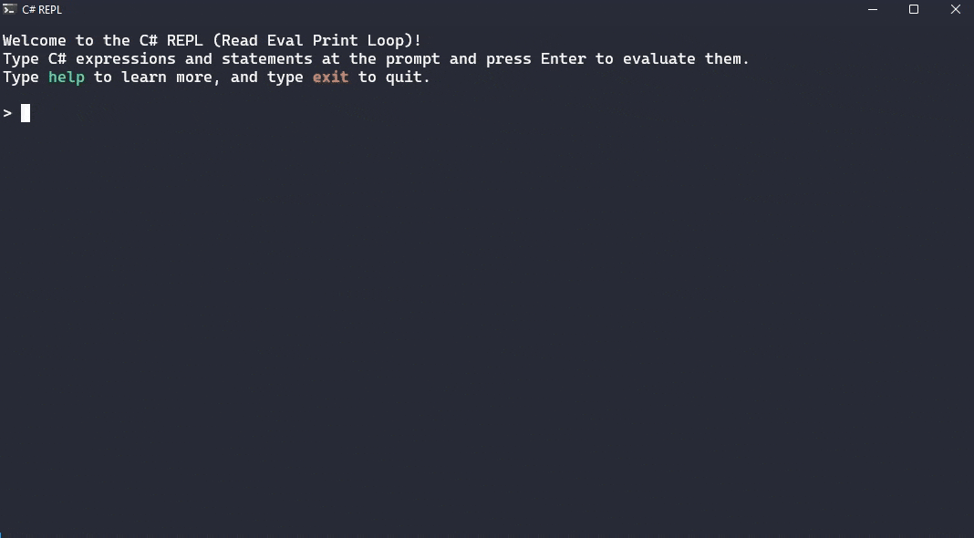 CSharpRepl screenshot 1