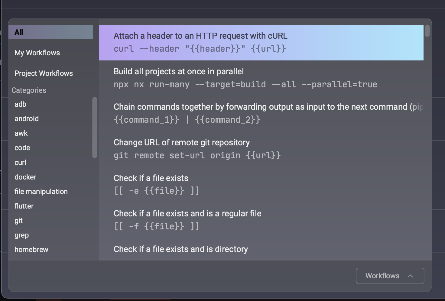 workflows screenshot 1