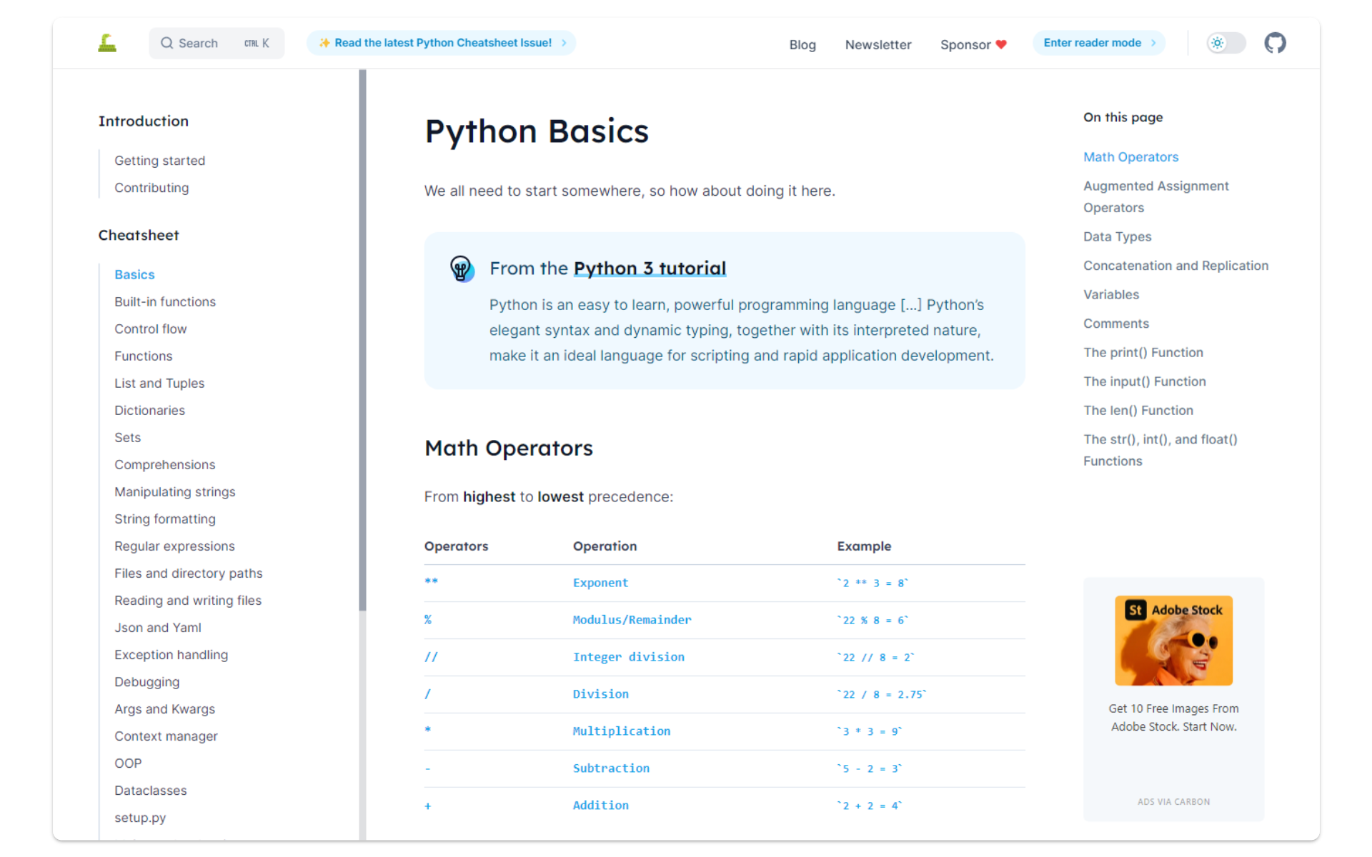 python-cheatsheet screenshot 2
