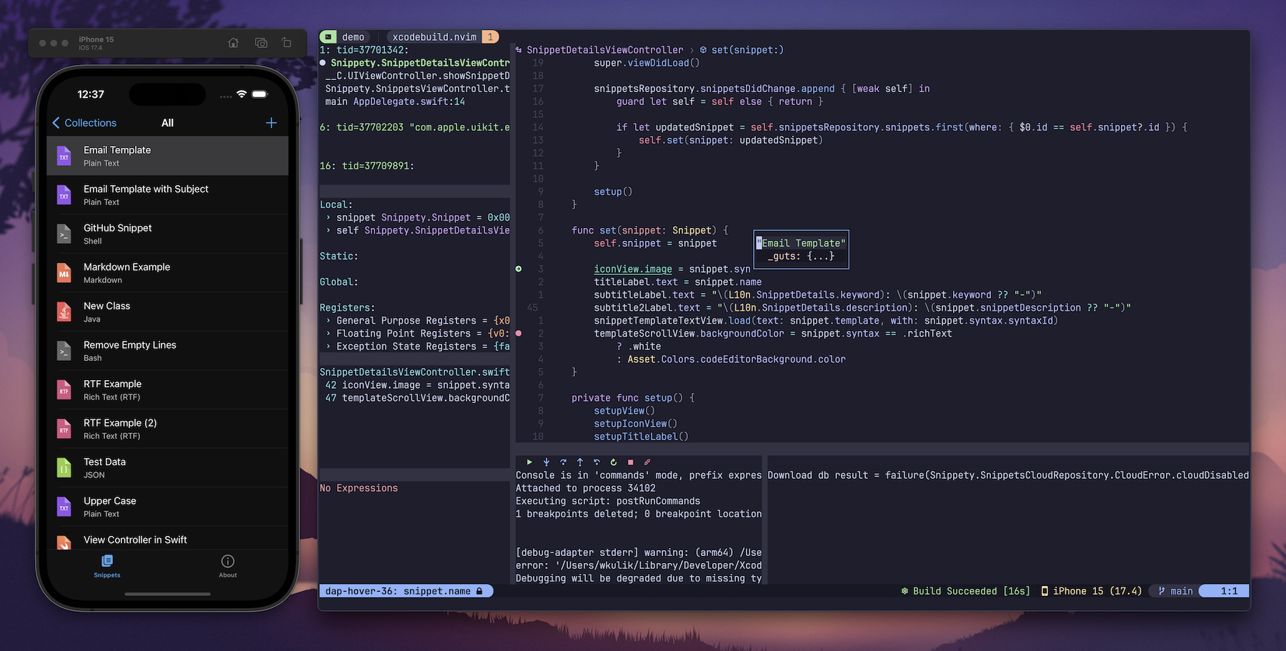 xcodebuild.nvim screenshot 2