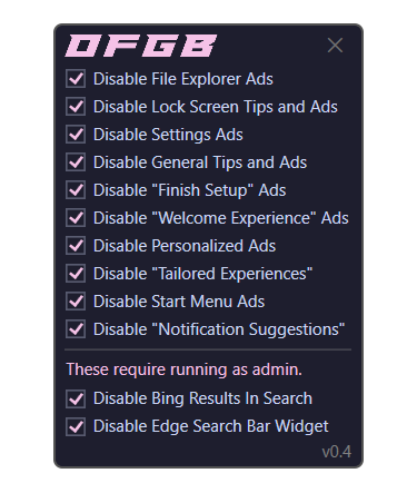 OFGB screenshot 1