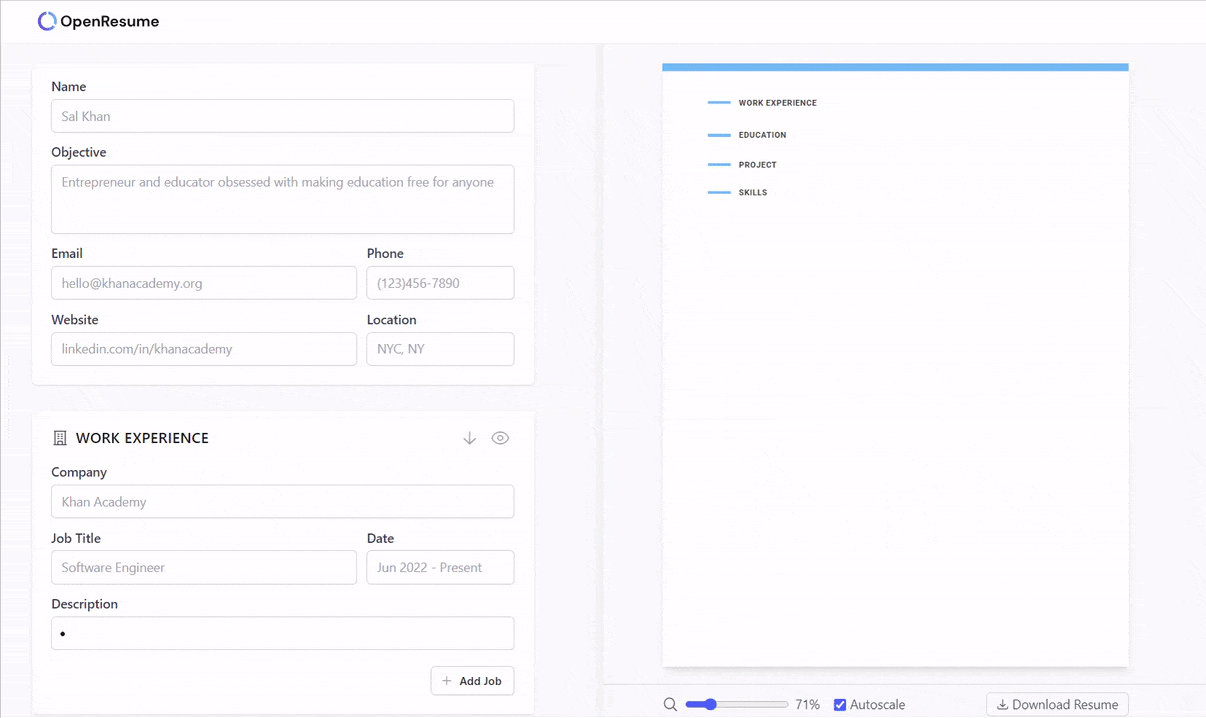 open-resume screenshot 1