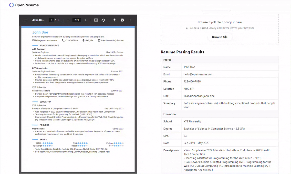 open-resume screenshot 2