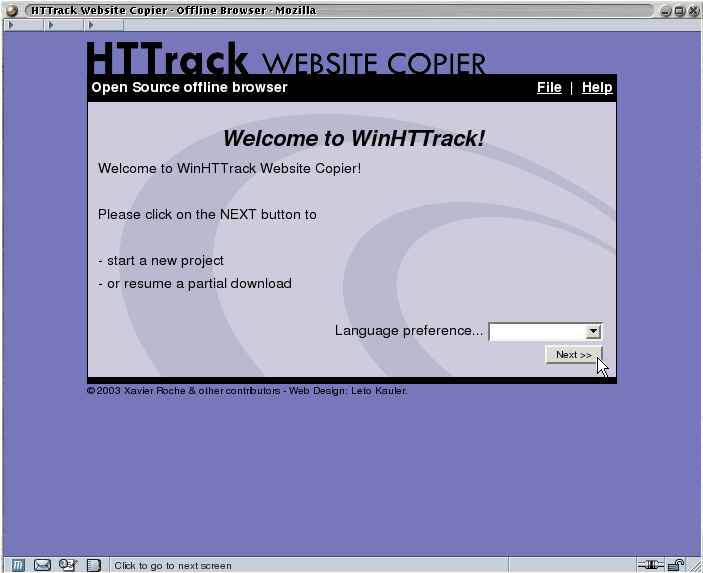 httrack screenshot 1