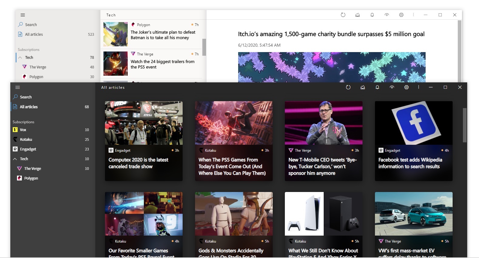 fluent-reader screenshot 1