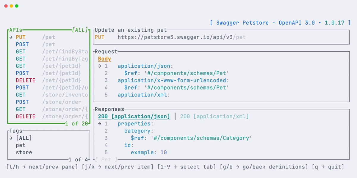 openapi-tui screenshot 2